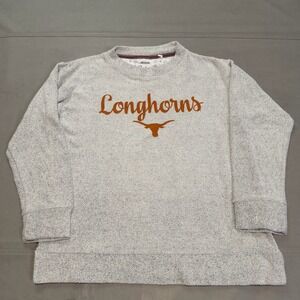 Pressbox Texas Longhorn Women Gray Terry Cloth Pullover Sweatshirt Sweater-M5375